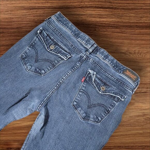 Levi's Perfect Waist 525 Straight Leg Stretch Blue Denim Jeans Plus Size - Picture 5 of 8